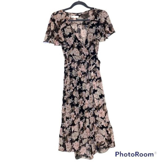 Band of Gypsies Surplice Floral‎ tie waist lined Dress - Picture 1 of 7